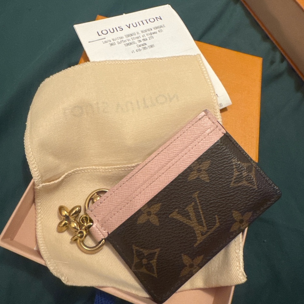 Louis Vuitton Monogram Card Holder with Pink and Gold Accents
